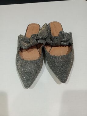 Jack Rogers Silver Glitter Pointed Knot Flats